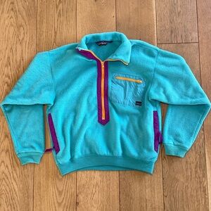Vintage 90s Patagonia Men's Teal Fleece Sweater